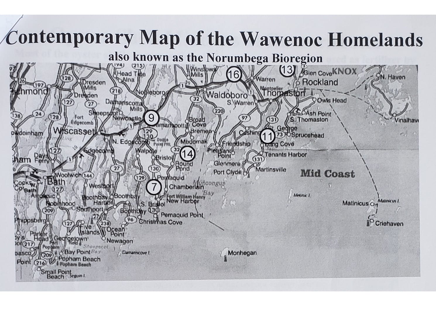 Contemporary Map of the Wawenoc Homelands Contemporary Map of the Wawenoc Homelands